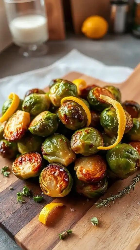 lemon zested roasted brussels sprouts