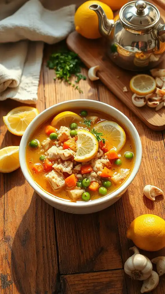 lemony chicken rice soup