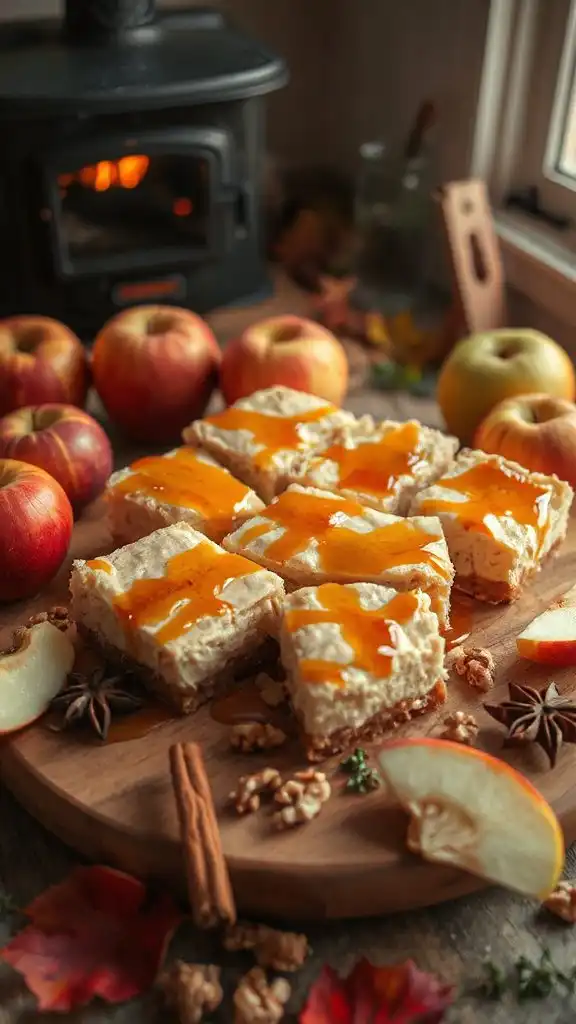 maple apple cheesecake bars