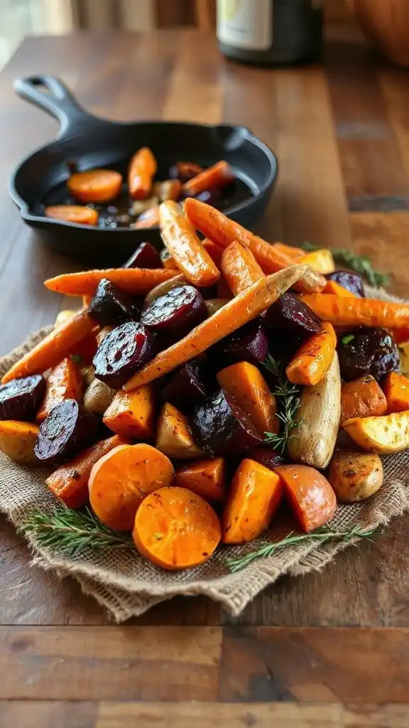 maple balsamic roasted root veggies