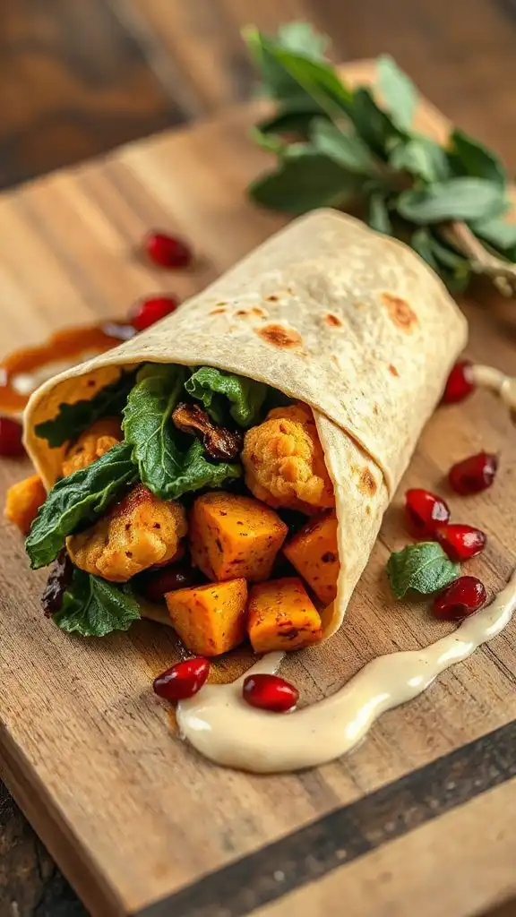 maple cauliflower chickpea wrap