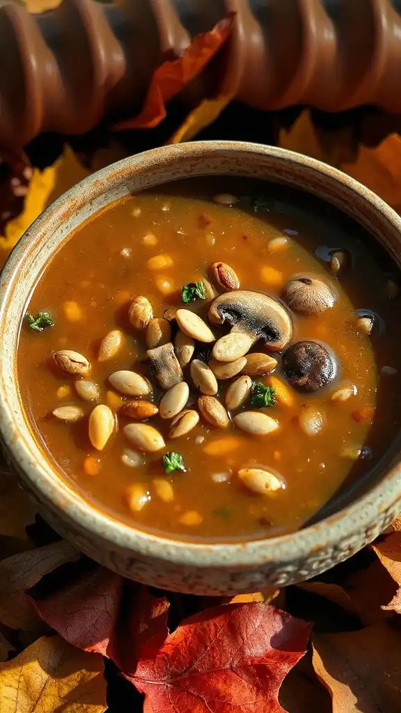 maple glazed mushroom barley soup