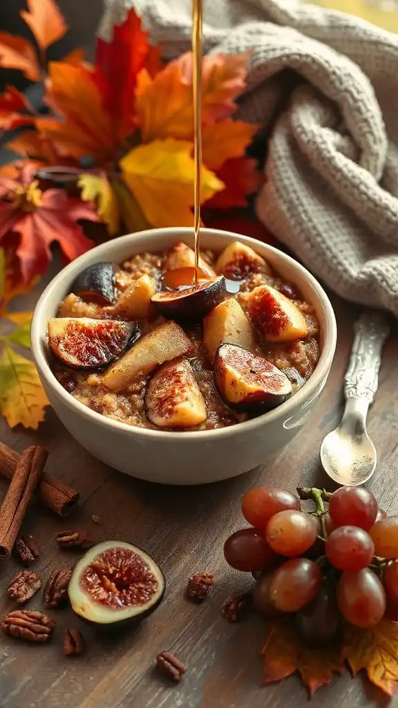maple glazed oatmeal with fruits