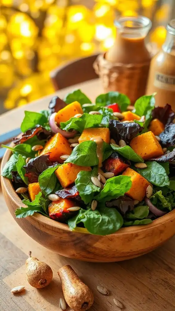 maple mustard mixed greens salad
