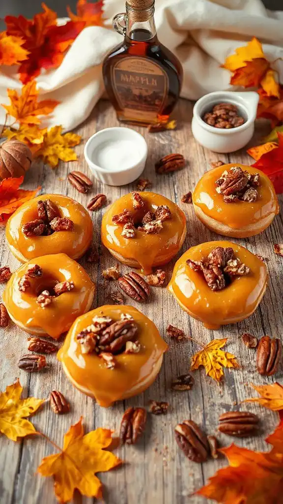 maple pecan glazed donuts