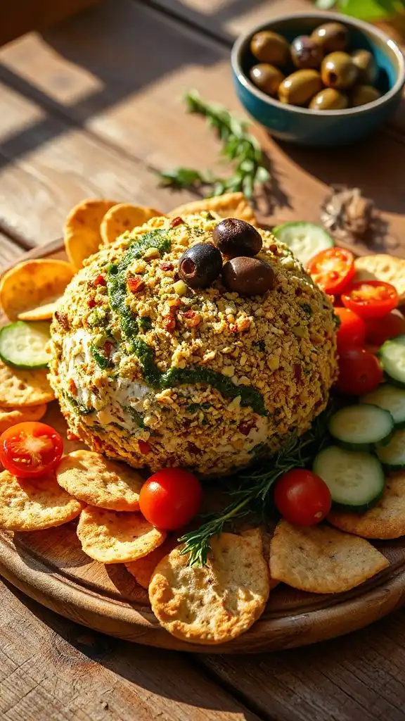 mediterranean inspired cheese ball appetizer
