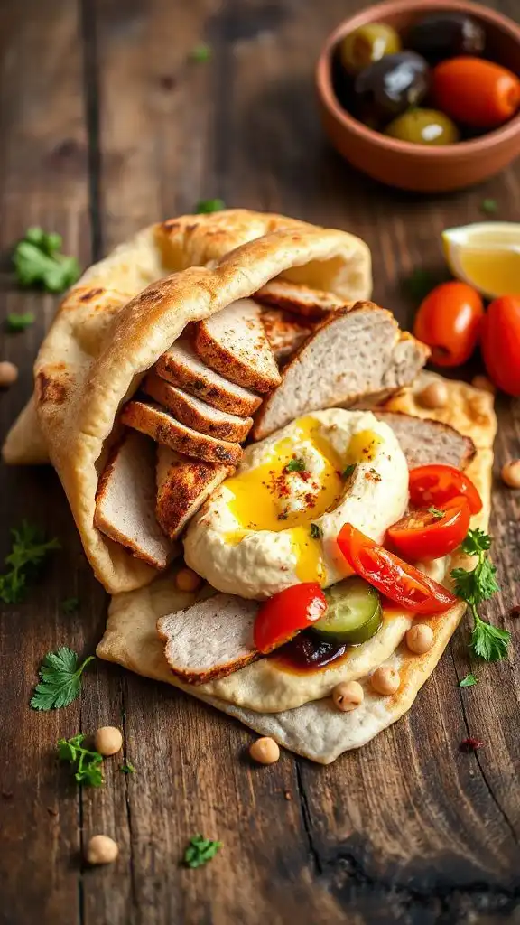 mediterranean turkey pita sandwich