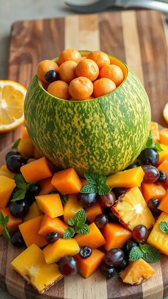 melon ball salad sculpture