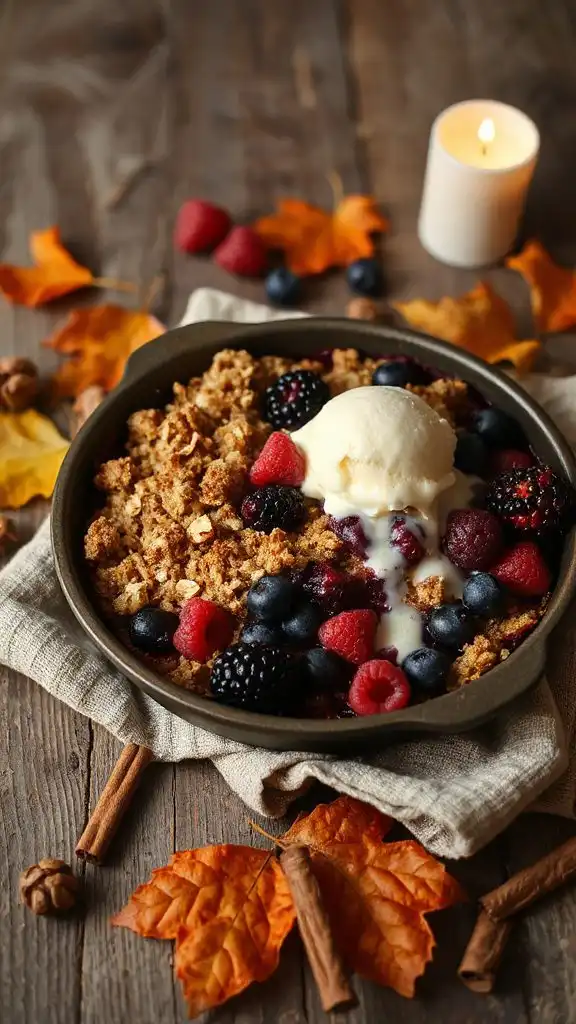 mixed berry crumble dessert