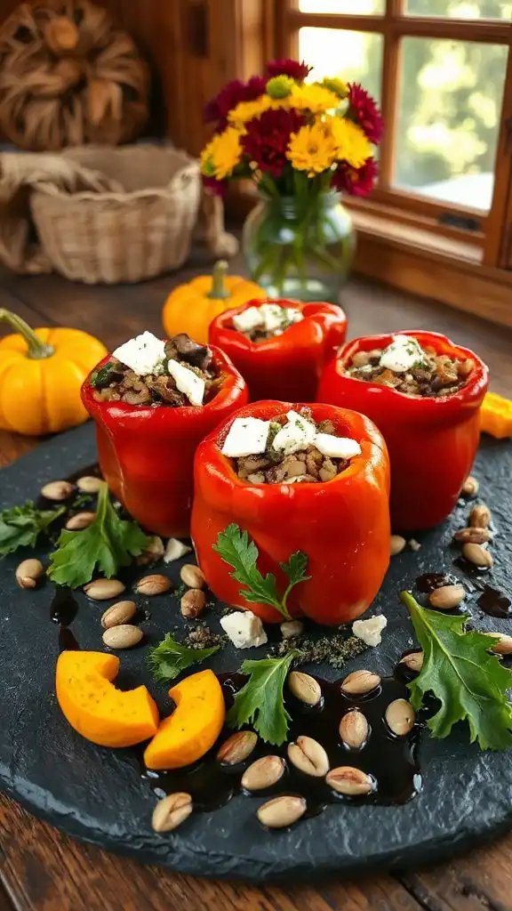 mushroom wild rice stuffed peppers mushroom wild rice stuffed peppers