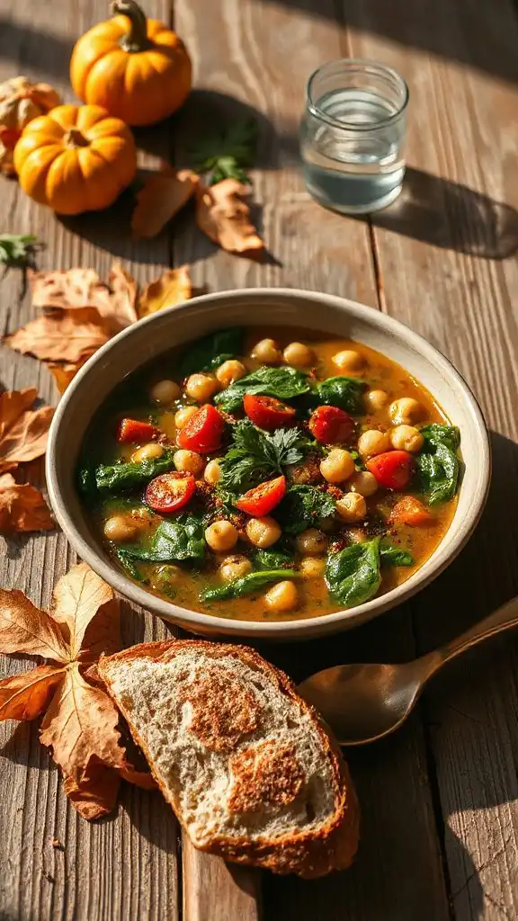 nourishing chickpea spinach stew