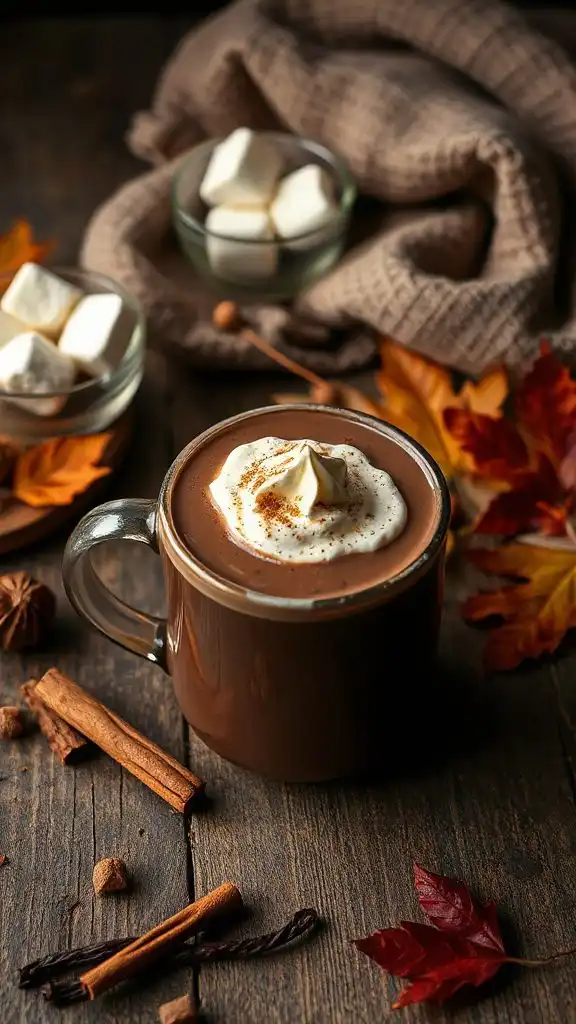 nutmeg infused creamy hot chocolate