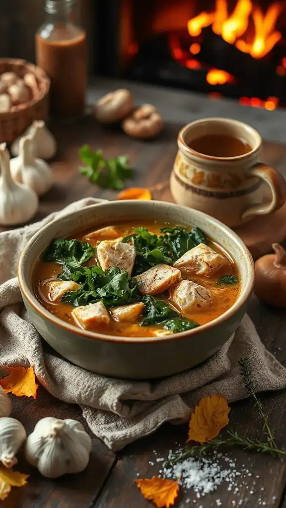 nutritious chicken and kale soup