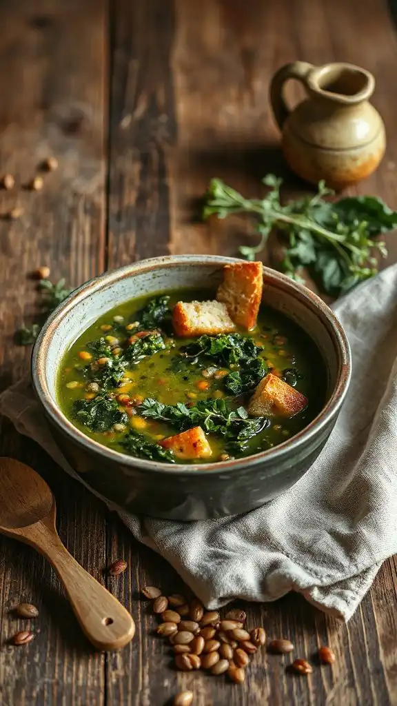 nutritious lentil kale soup
