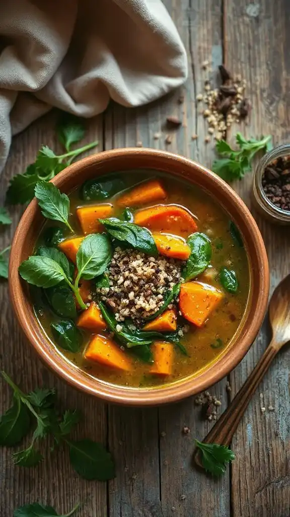 nutritious spinach quinoa soup