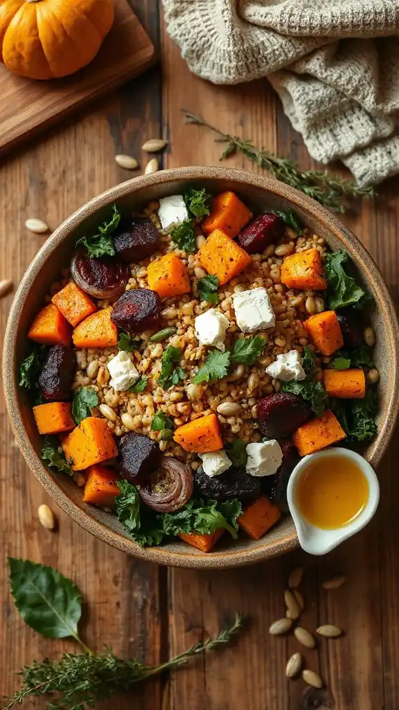 nutty farro with roasted vegetables