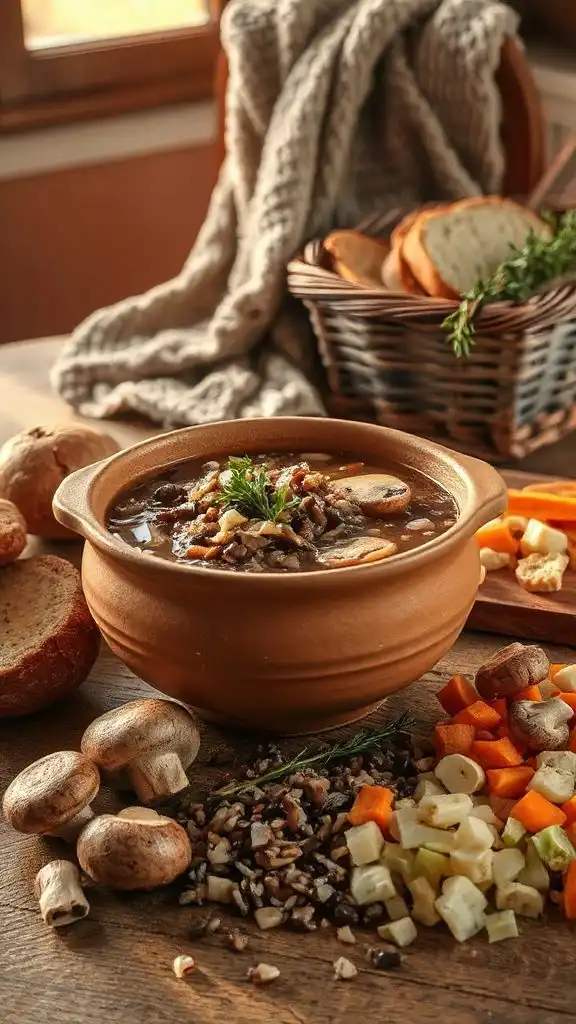 nutty mushroom rice soup