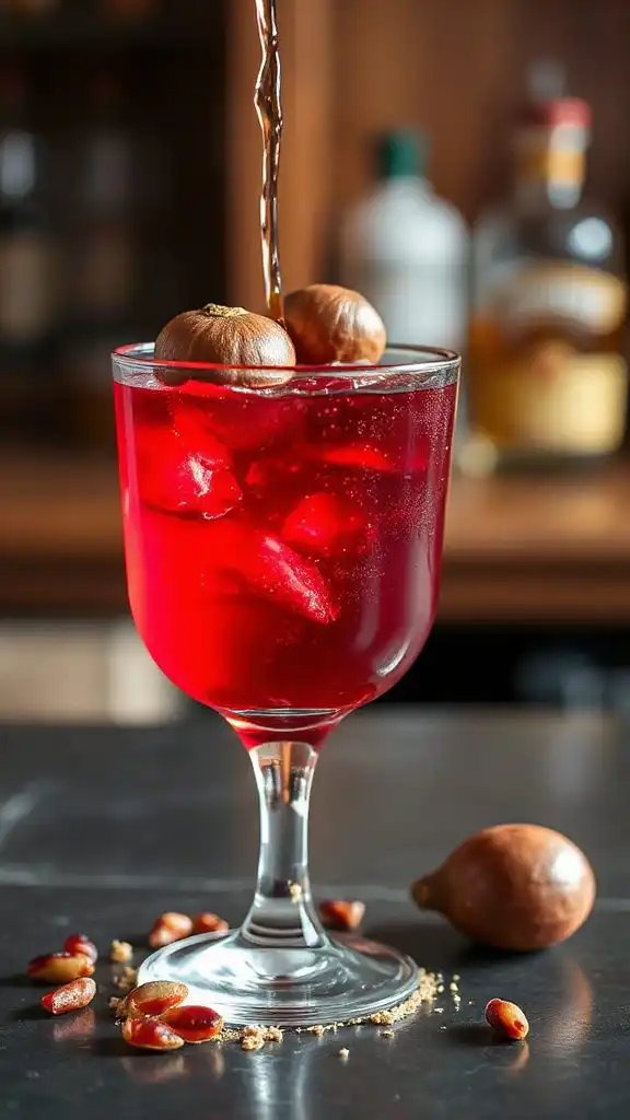 nutty pomegranate whiskey cocktail