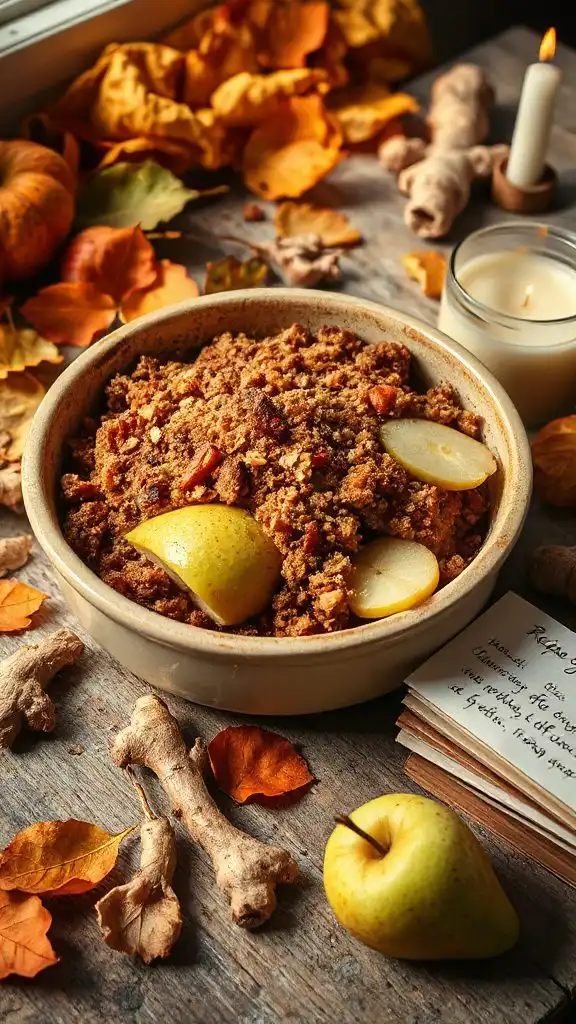 pear and ginger crumble dessert