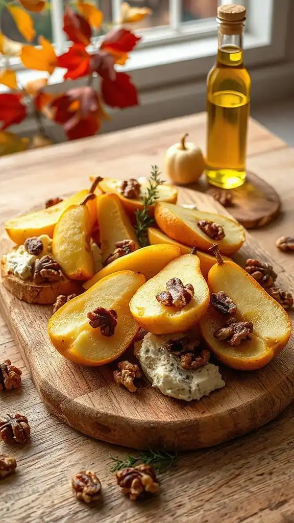 pear walnut blue cheese bruschetta