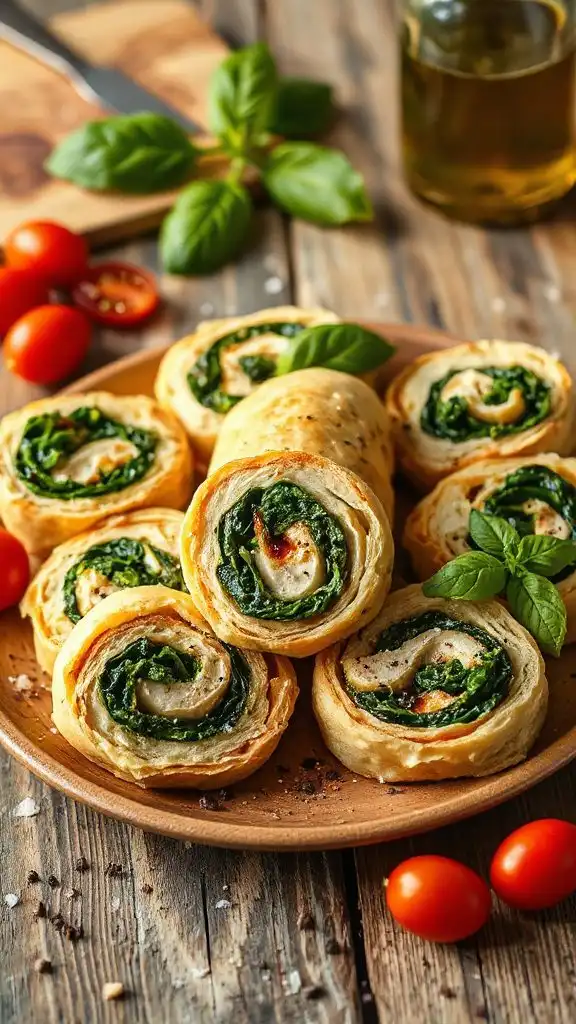 pesto chicken spinach rolls