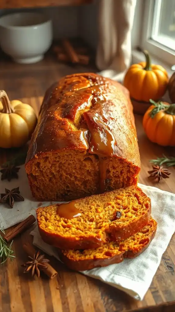 pumpkin bread with maple glaze