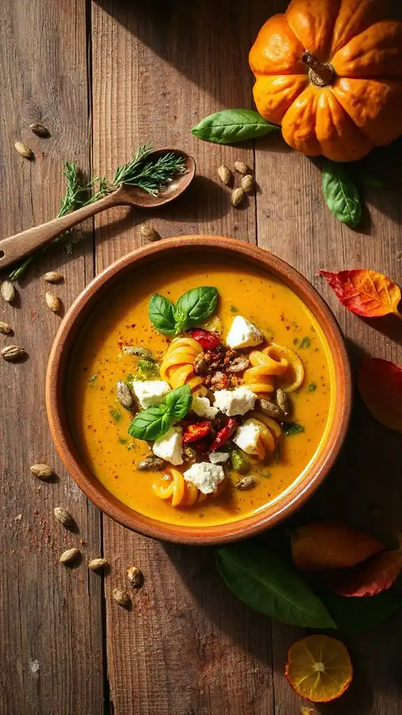 pumpkin pesto pasta soup