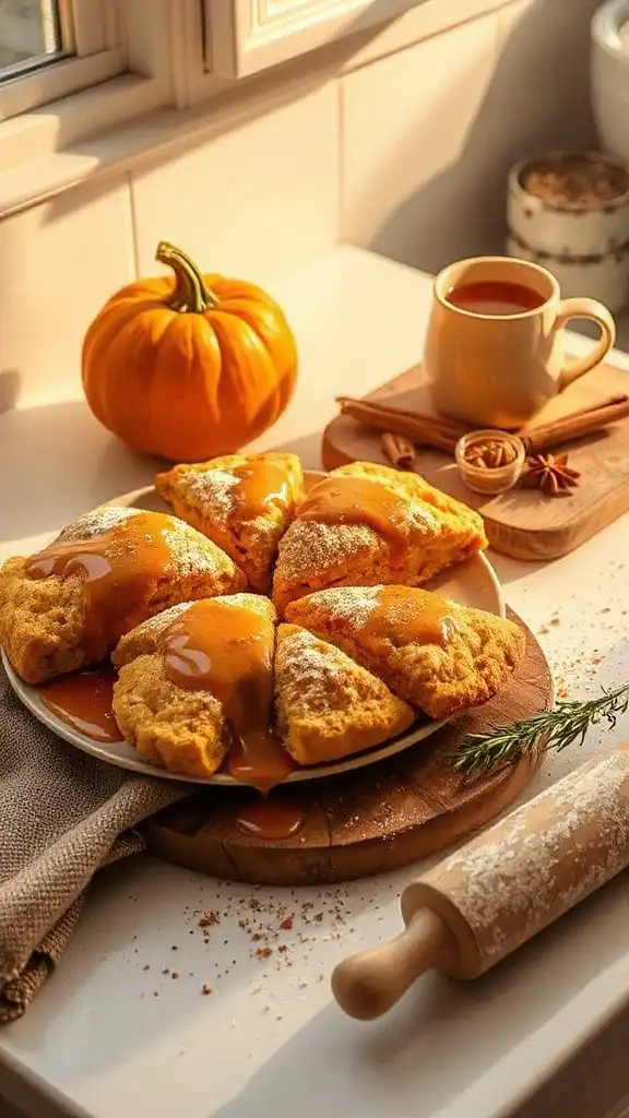 pumpkin scones with spiced glaze