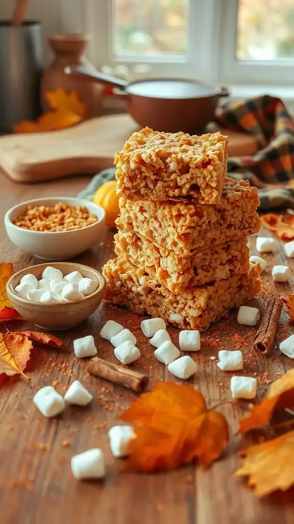 pumpkin spice rice krispie treats