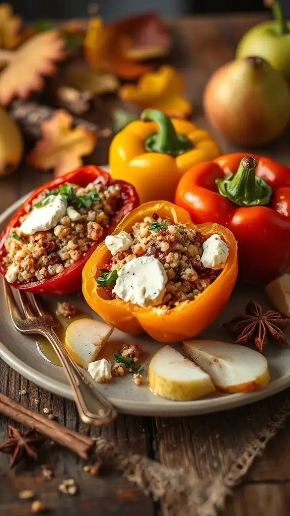 quinoa pear stuffed peppers