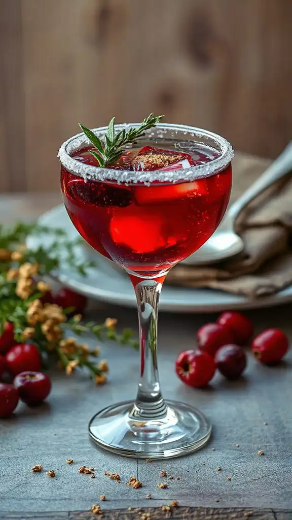 revitalizing cranberry herbal cocktail