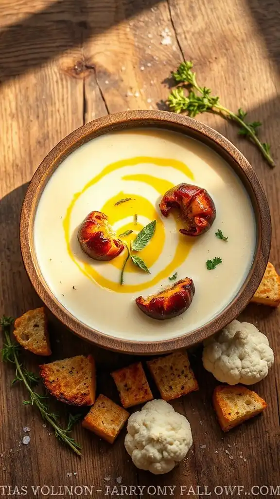 roasted garlic cauliflower soup
