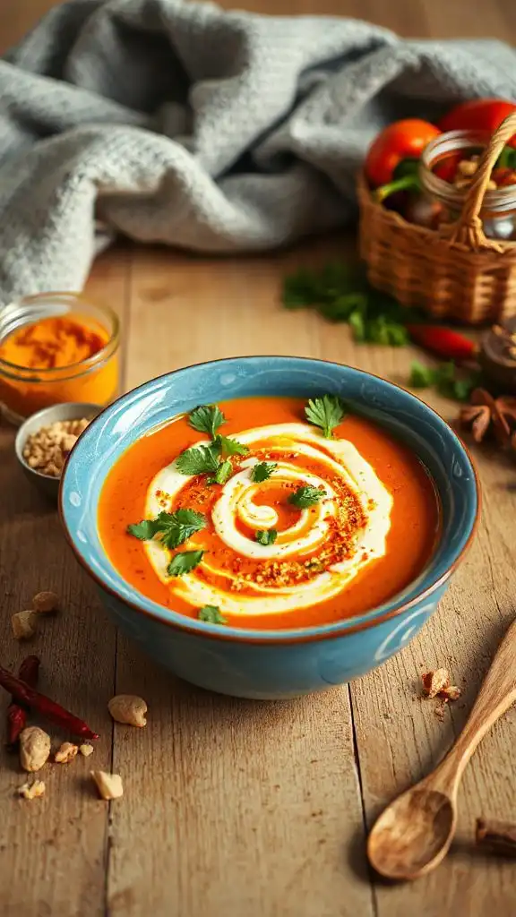 roasted pepper coconut curry soup