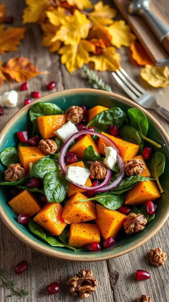 roasted squash spinach salad