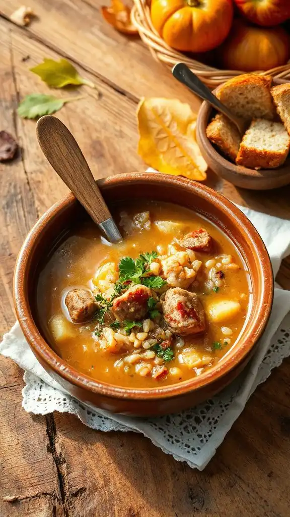 rustic apple sausage soup