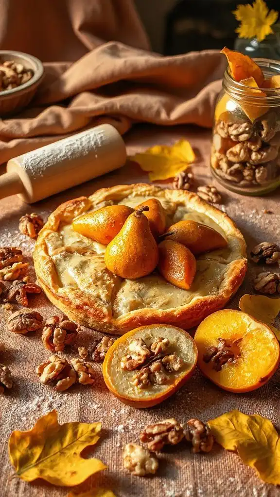 rustic quince walnut dessert