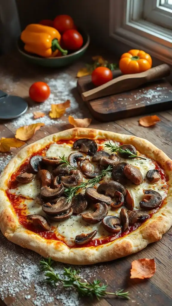 savory caramelized onion mushroom pizza