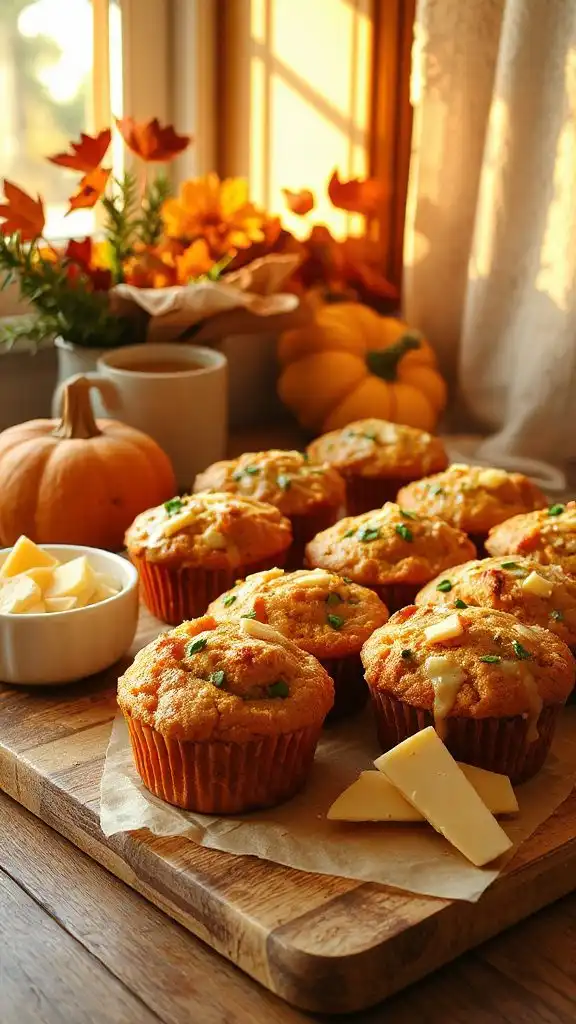 savory cheesy pumpkin muffins