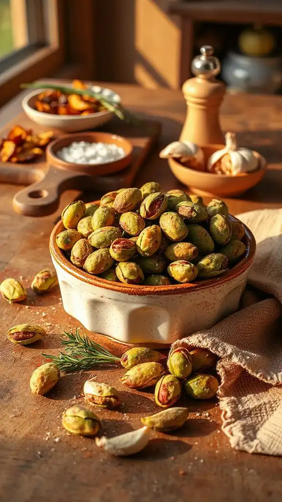 savory garlic herb pistachios