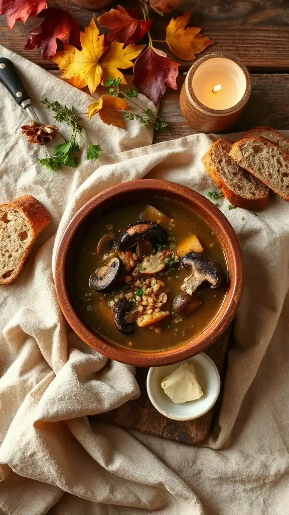 savory mushroom barley broth