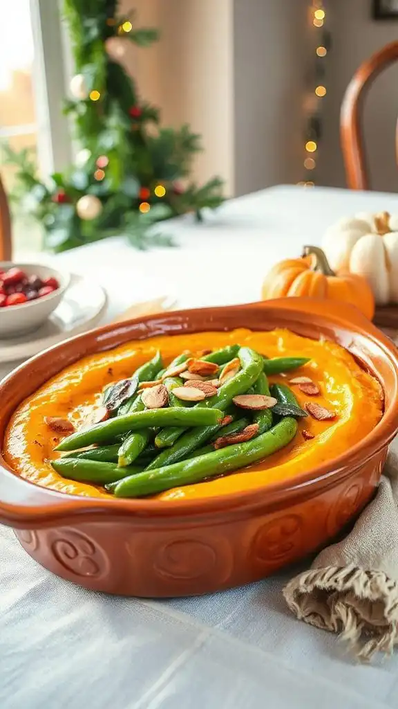 savory pumpkin green bean casserole