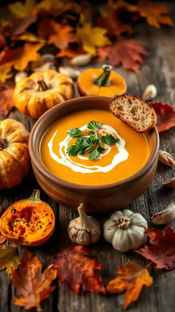 savory roasted garlic pumpkin soup