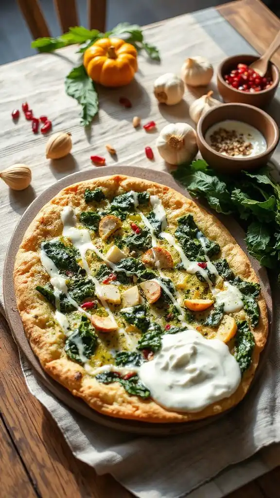 savory spinach artichoke flatbread