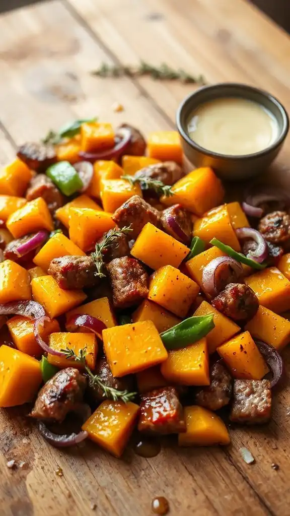 savory squash and sausage hash