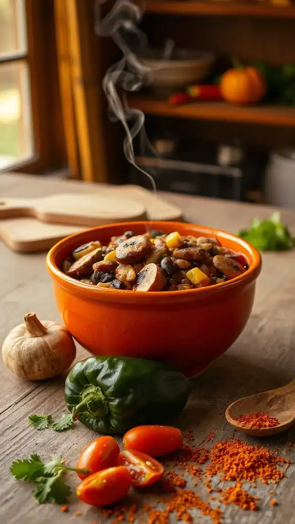 savory vegan mushroom chili