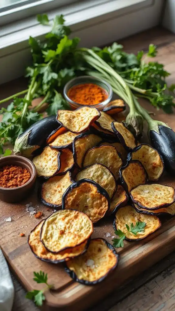 smoky baked eggplant crisps