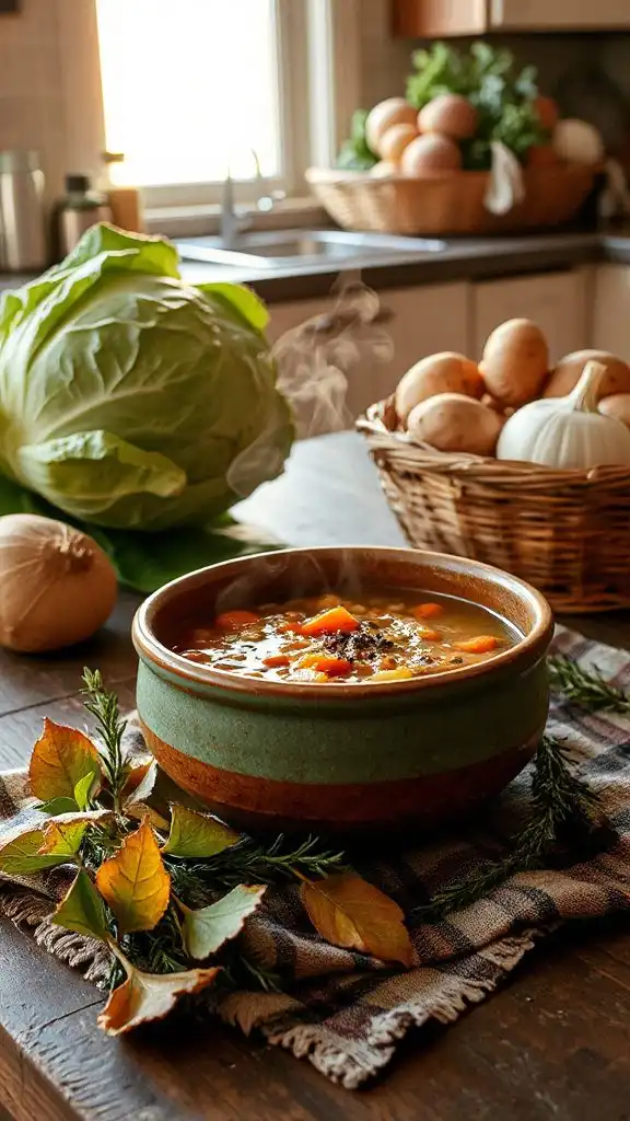 smoky cabbage lentil soup