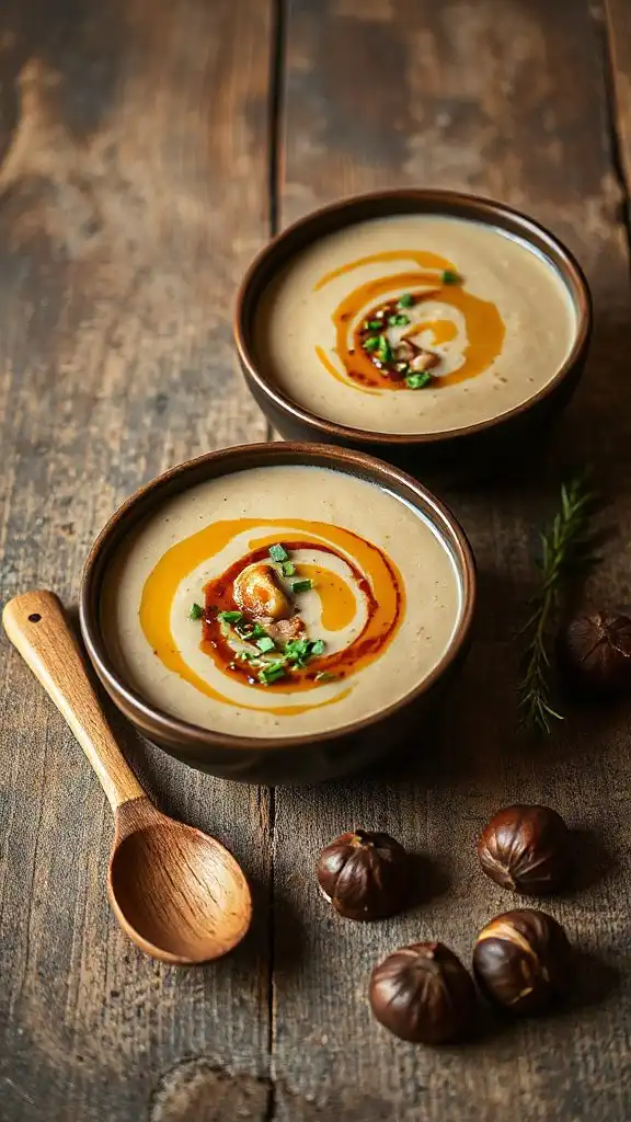 smoky chestnut wild rice soup
