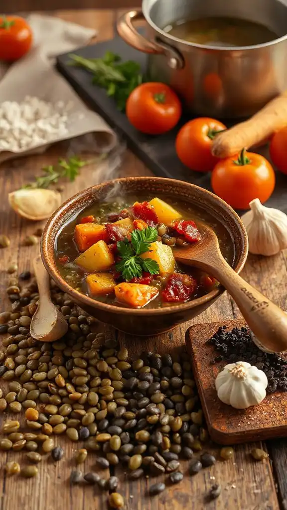 smoky hearty bacon lentil soup