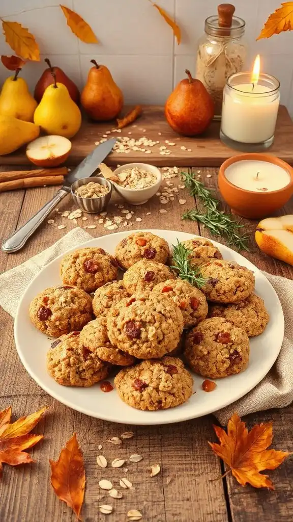 spiced pear oatmeal cookies